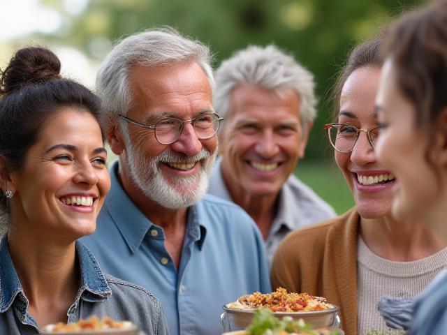 A collage of diverse, happy Bellows Best community members, aged 35+, smiling and engaging with each other virtually and in person.