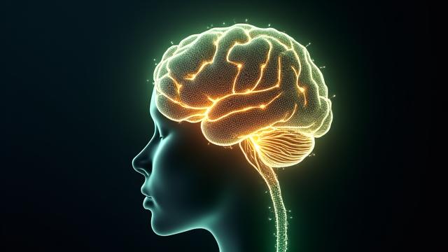 Brain graphic with glowing connections, symbolizing smart enhancement