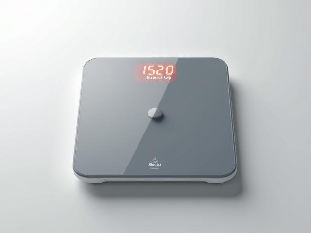 A sleek smart scale displaying a weight reading